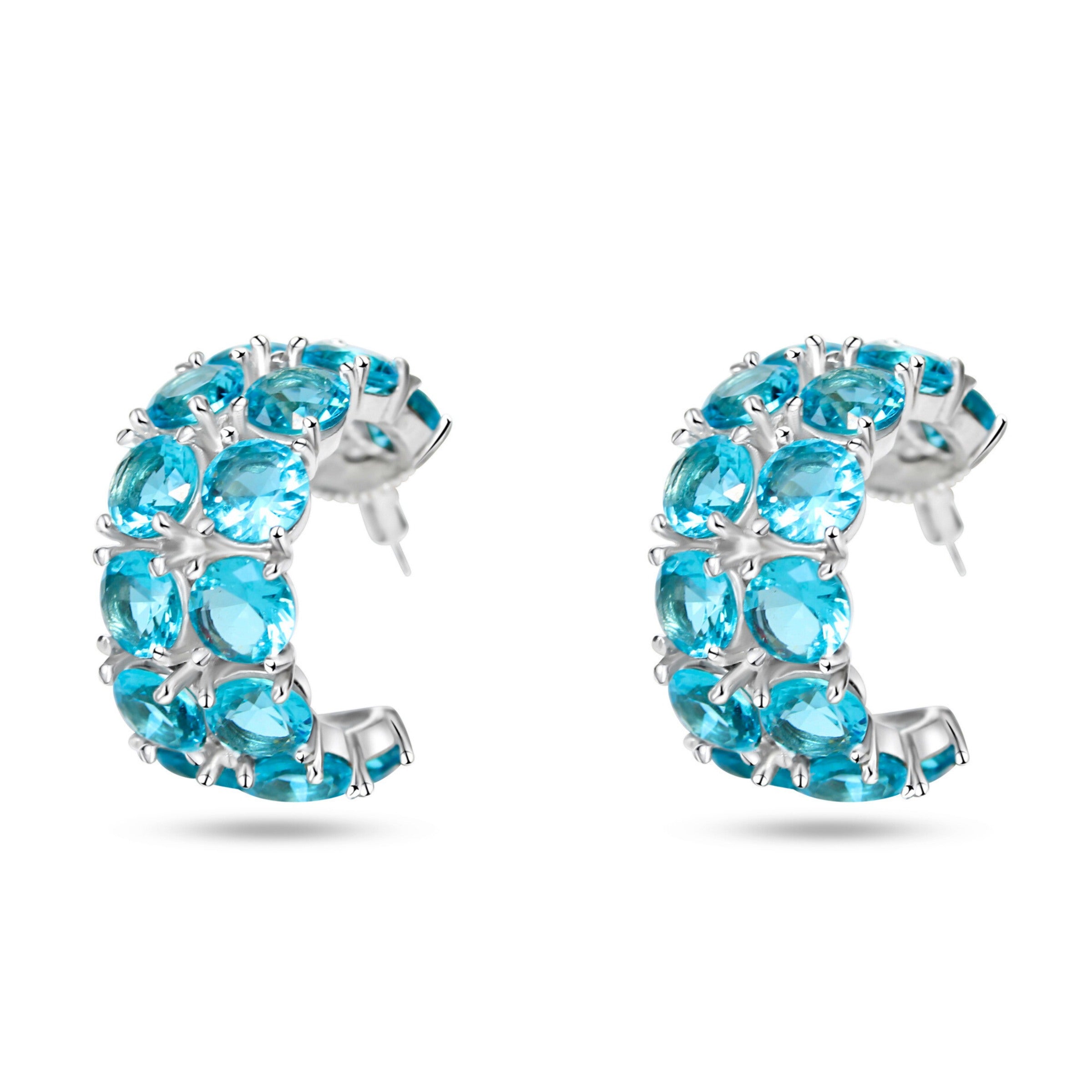 Gilded Glamor Hoops: Aquamarine