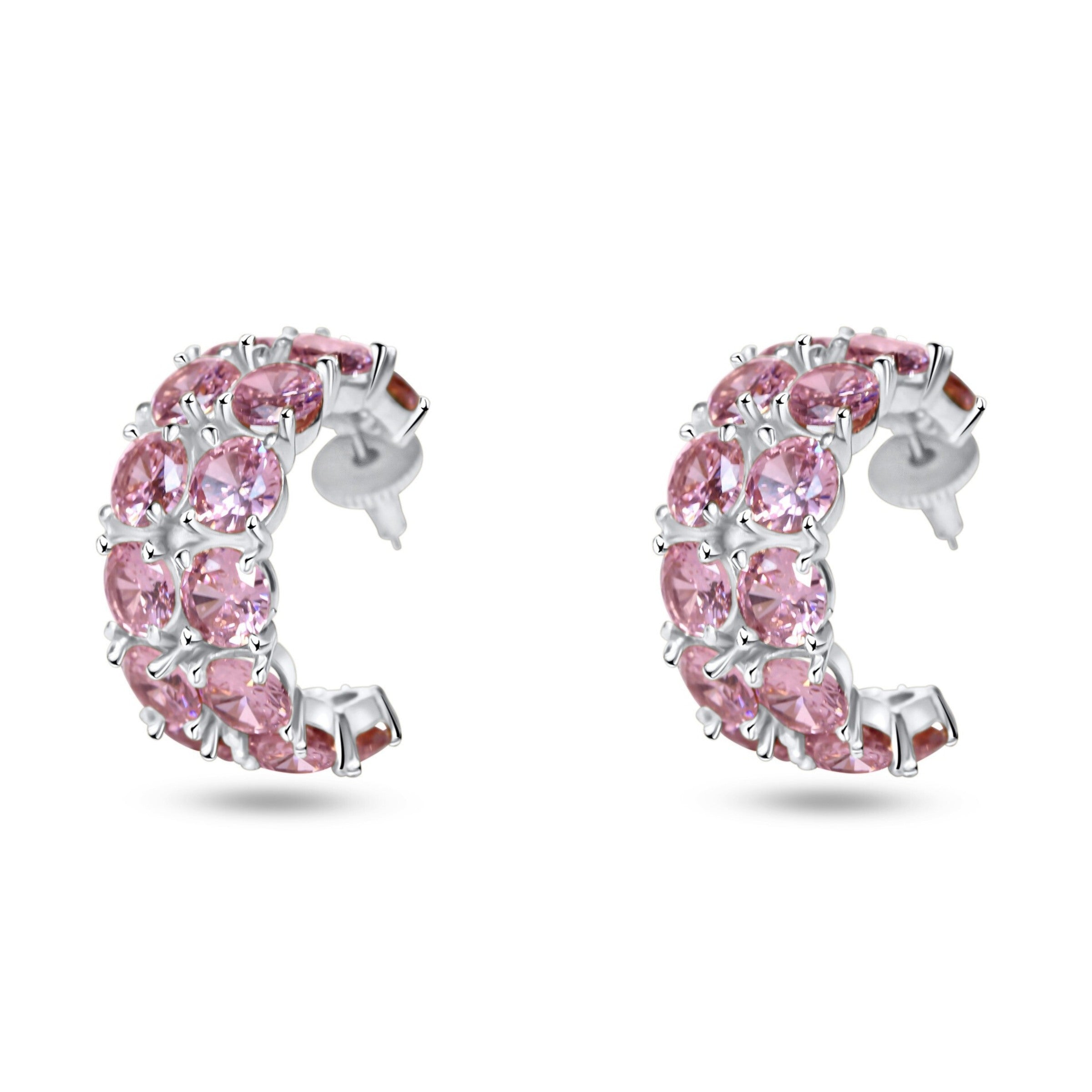 Gilded Glamour Pink Hoop Earrings