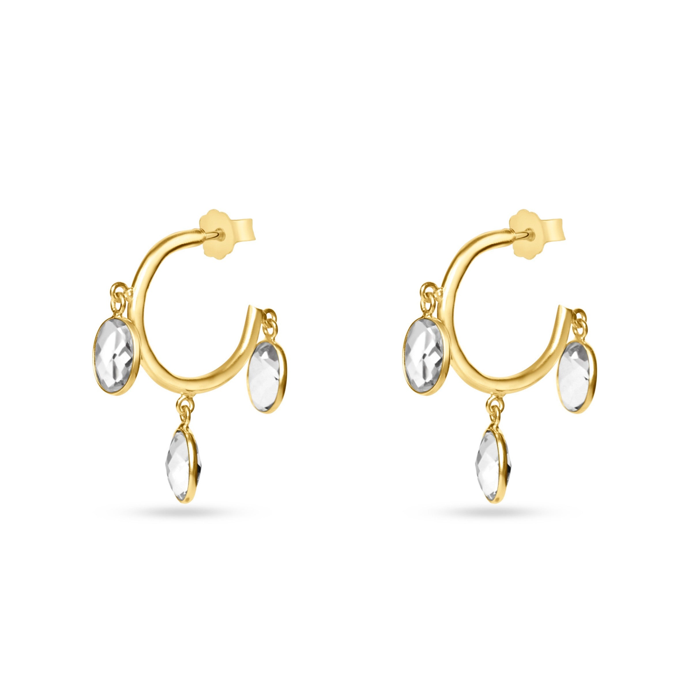 Oval Crystal Drop Earrings
