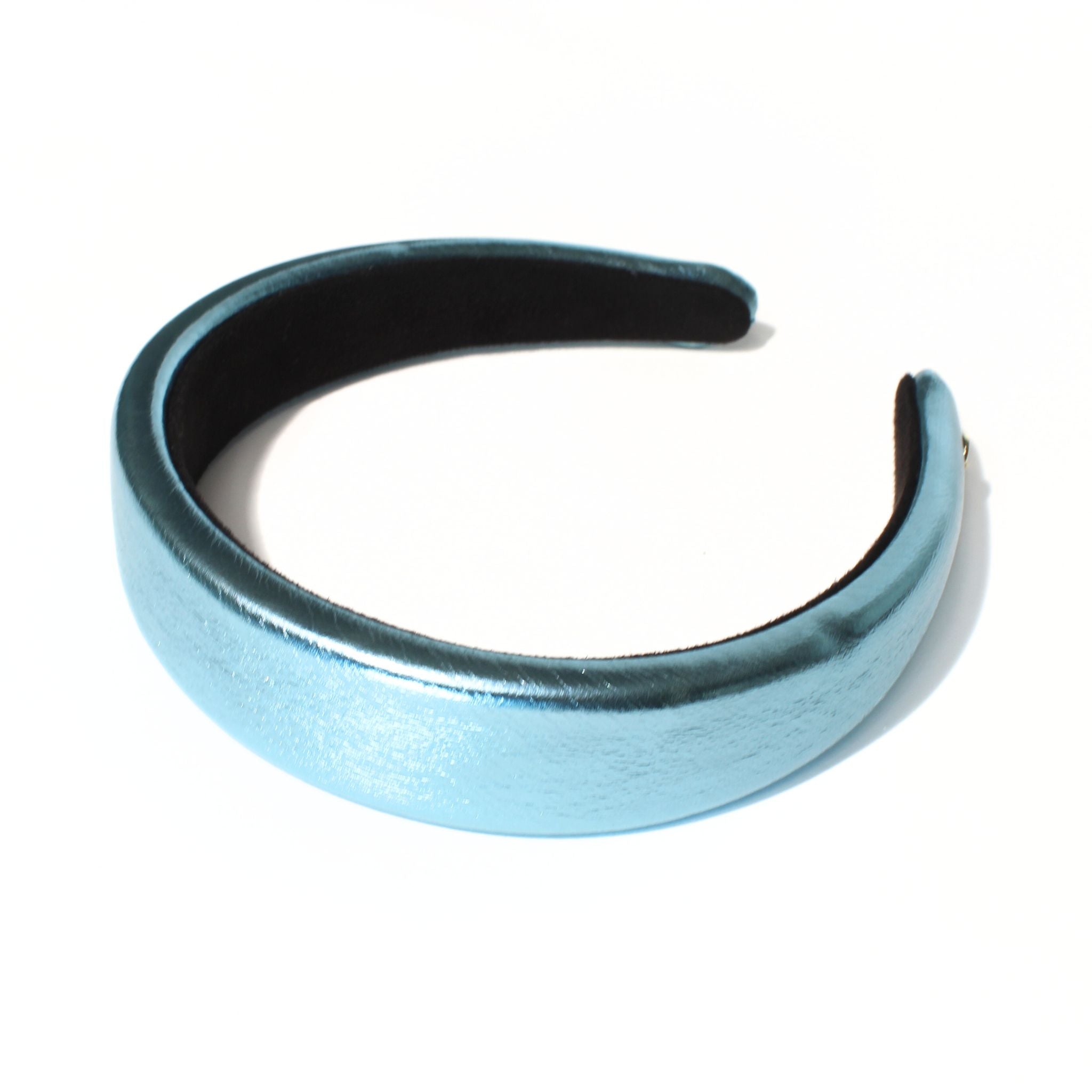 Teal headband made from faux leather, stylish and comfortable womens headband for any occasion.