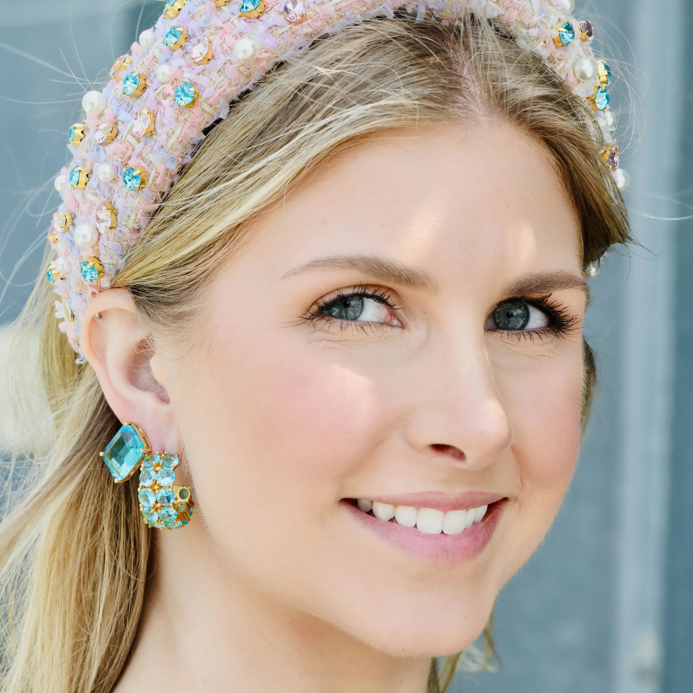Gilded Glamour Blue Topaz Hoop Earrings