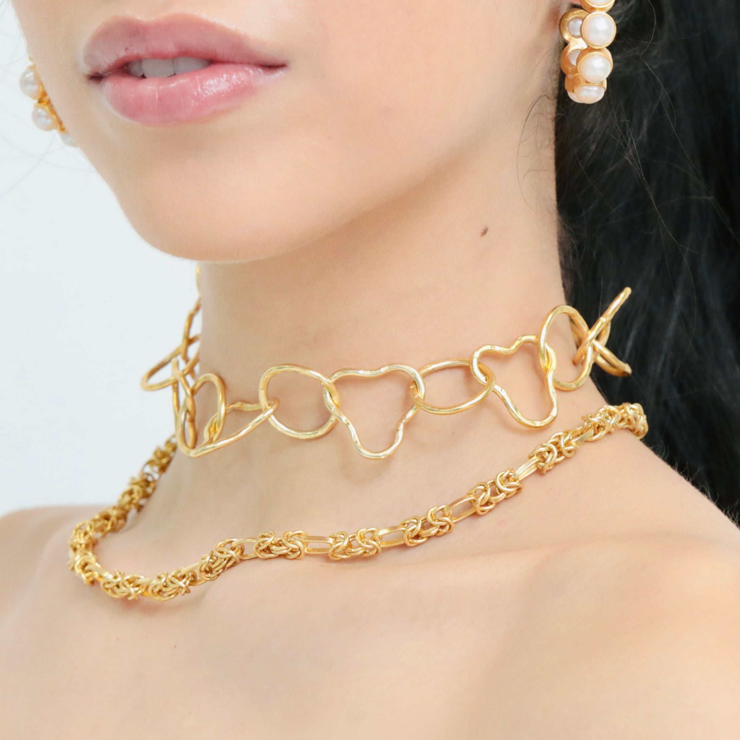 large link chain necklace paired with our handcrafted choker what every girl deserves. Designed in NYC