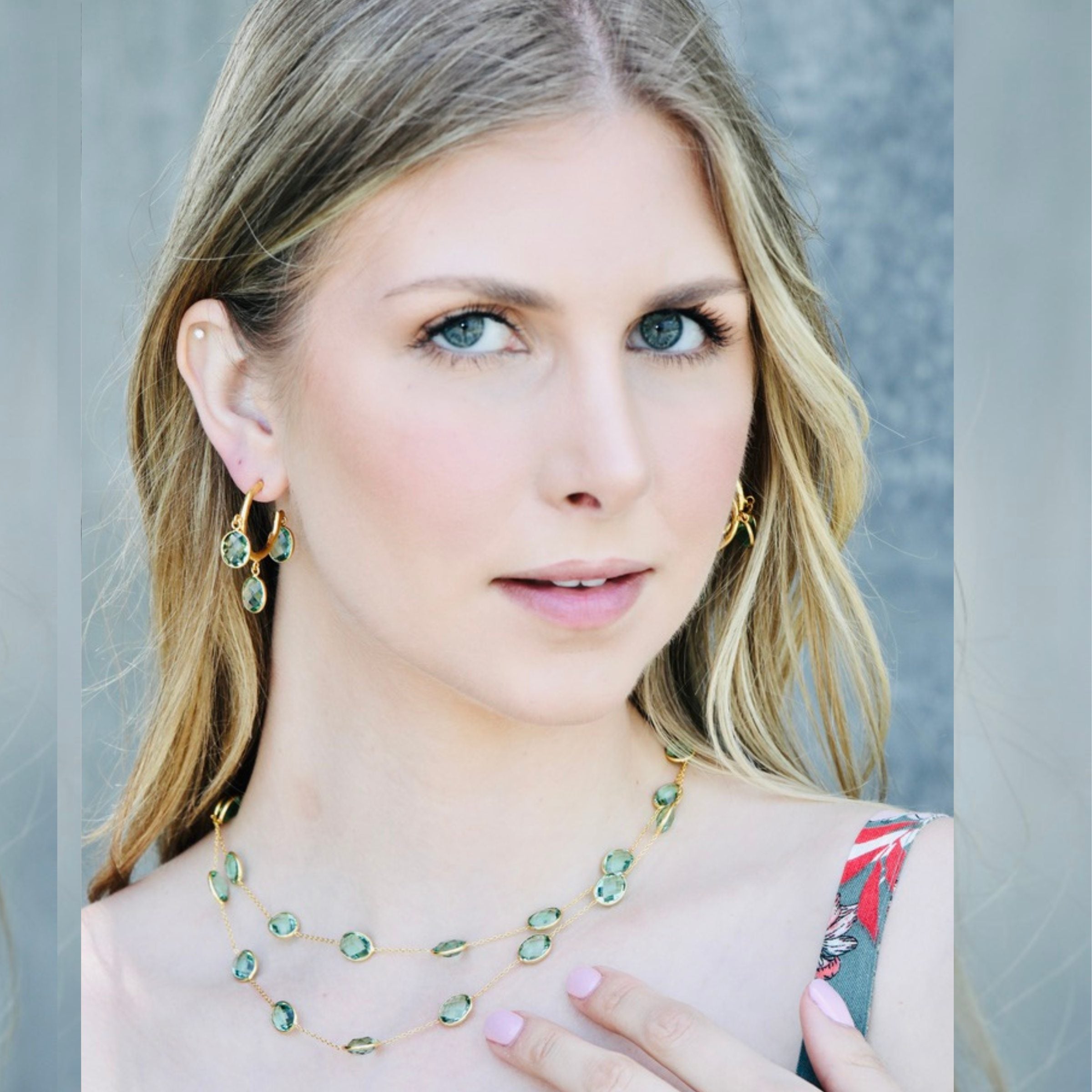 these earrings dangle earrings are perfect stacking earrings made from high quality sea green crystal.