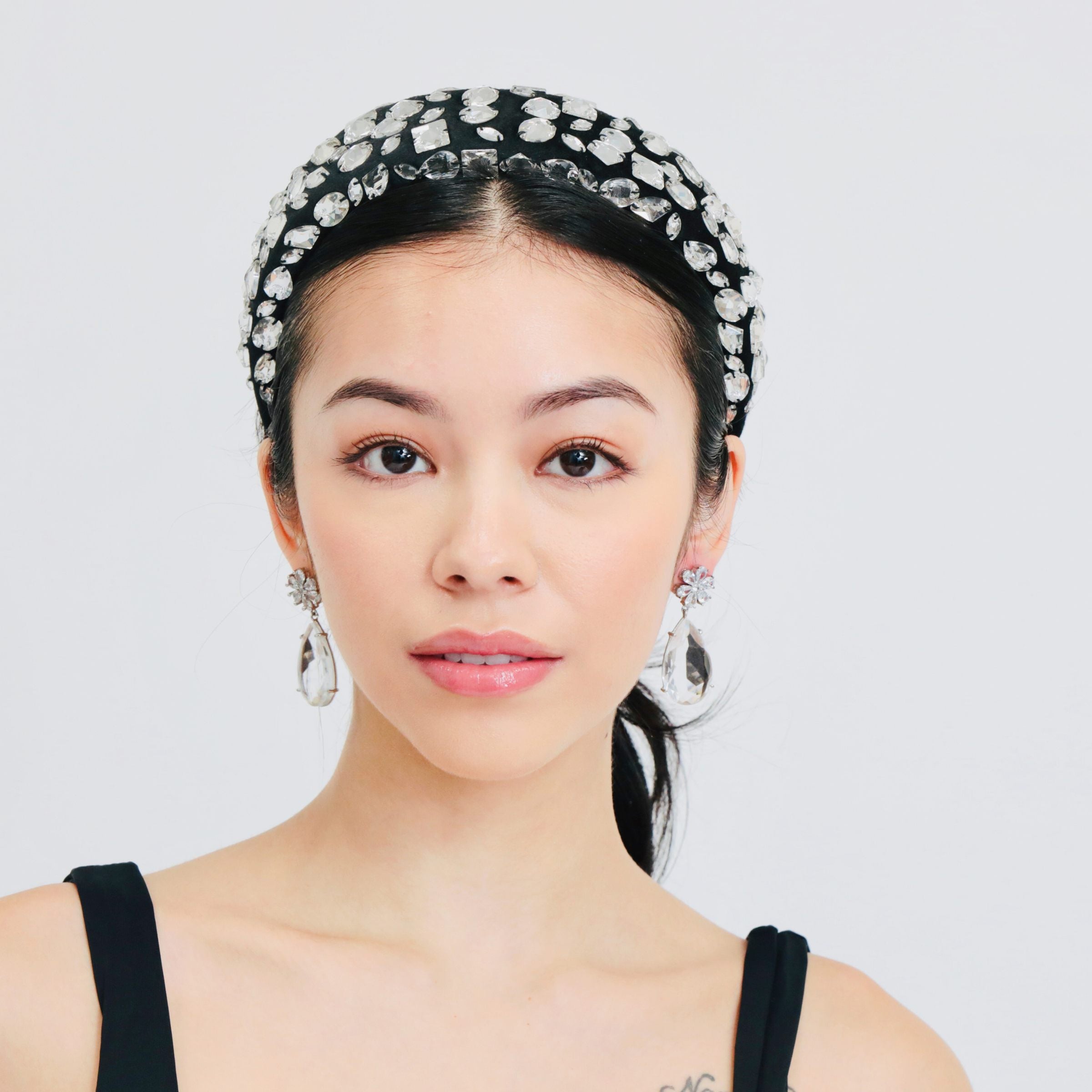 Crystal Drop Flower Earrings