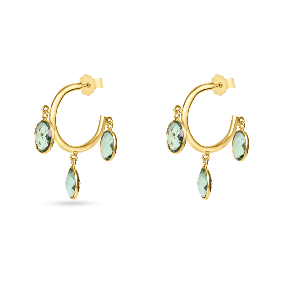 these dangle earring set are made oval shaped crystal and is lightweight. designed in nyc