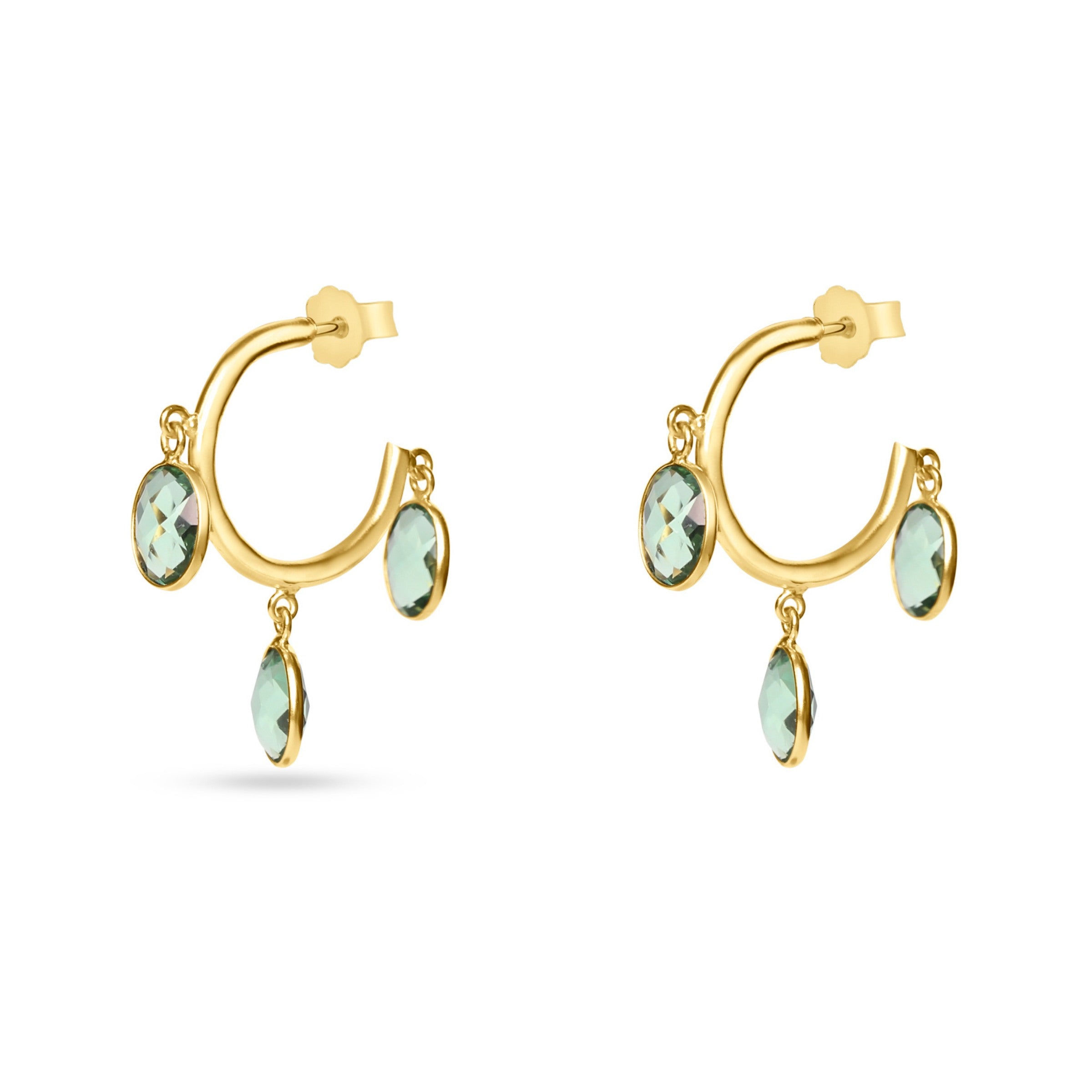 these dangle earring set are made oval shaped crystal and is lightweight. designed in nyc
