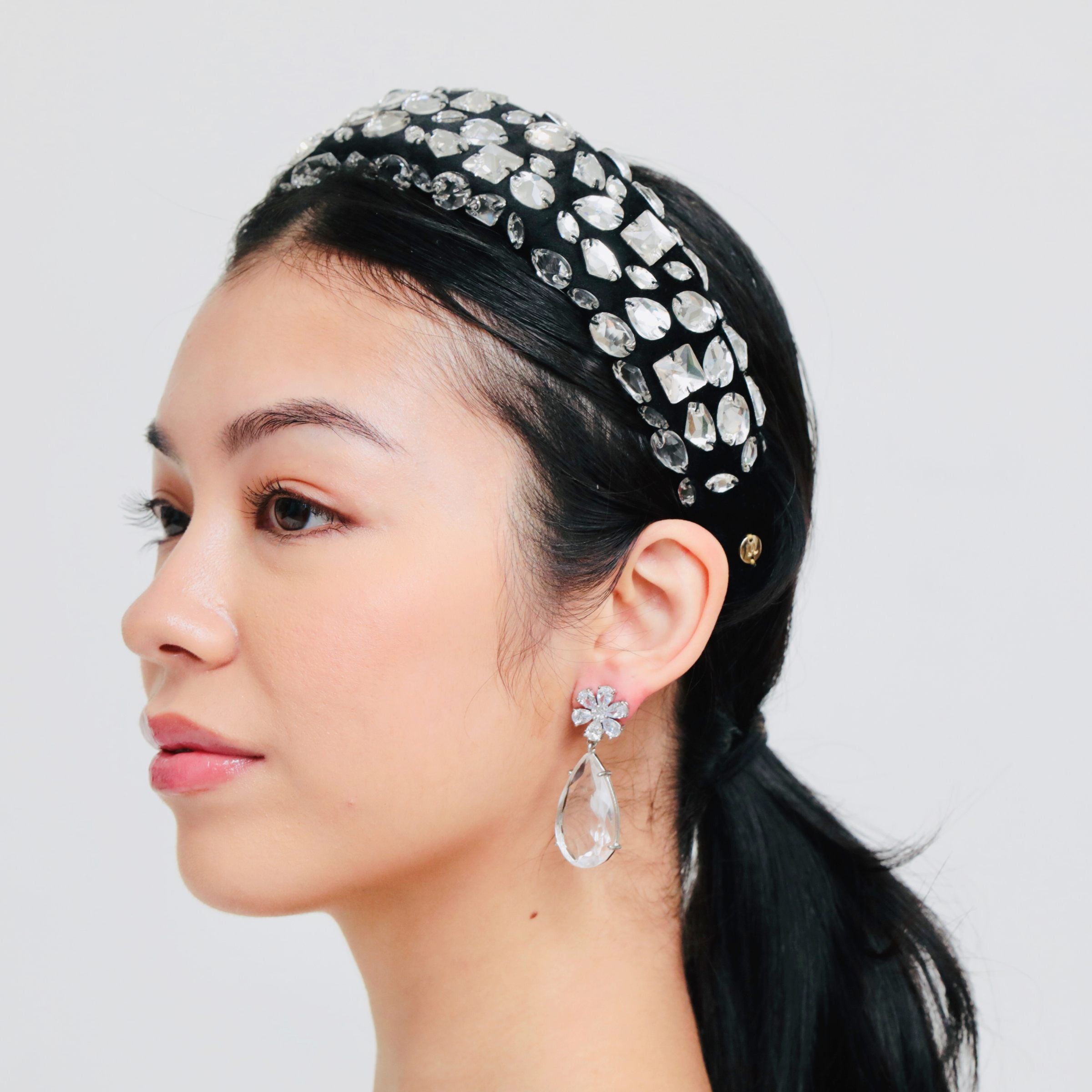 Crystal Drop Flower Earrings