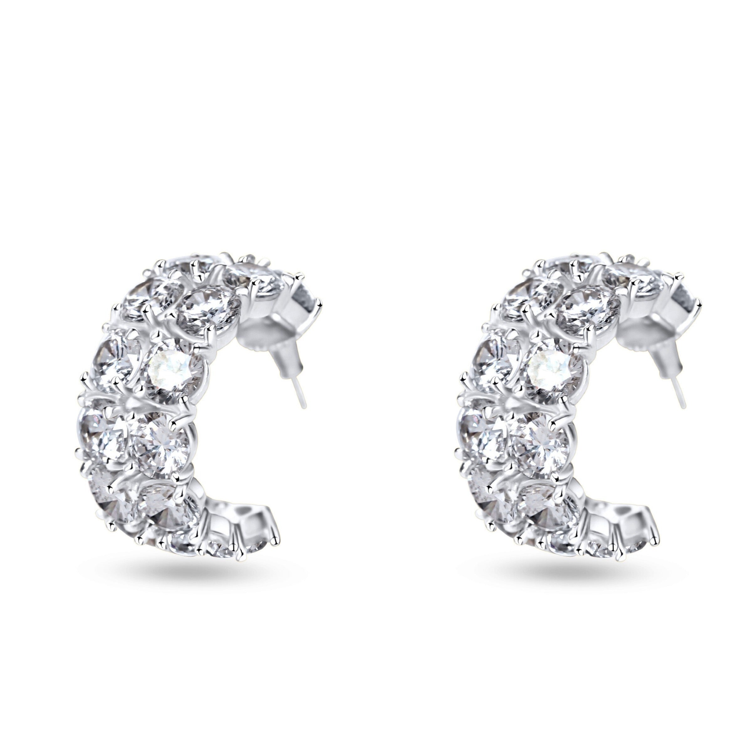 white gold diamond hoop earrings in screw back earrings style