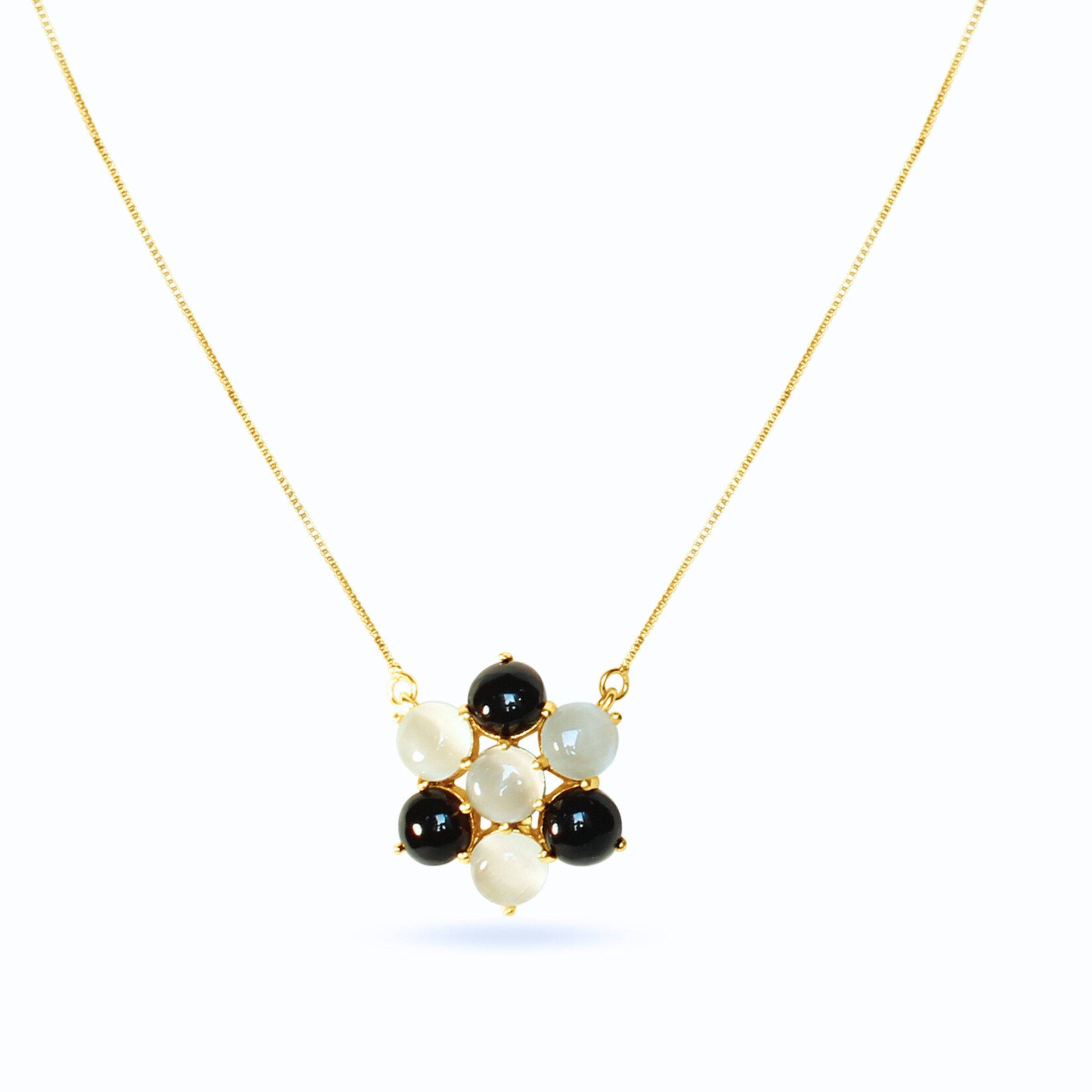 Ivory & Black Flower Necklace