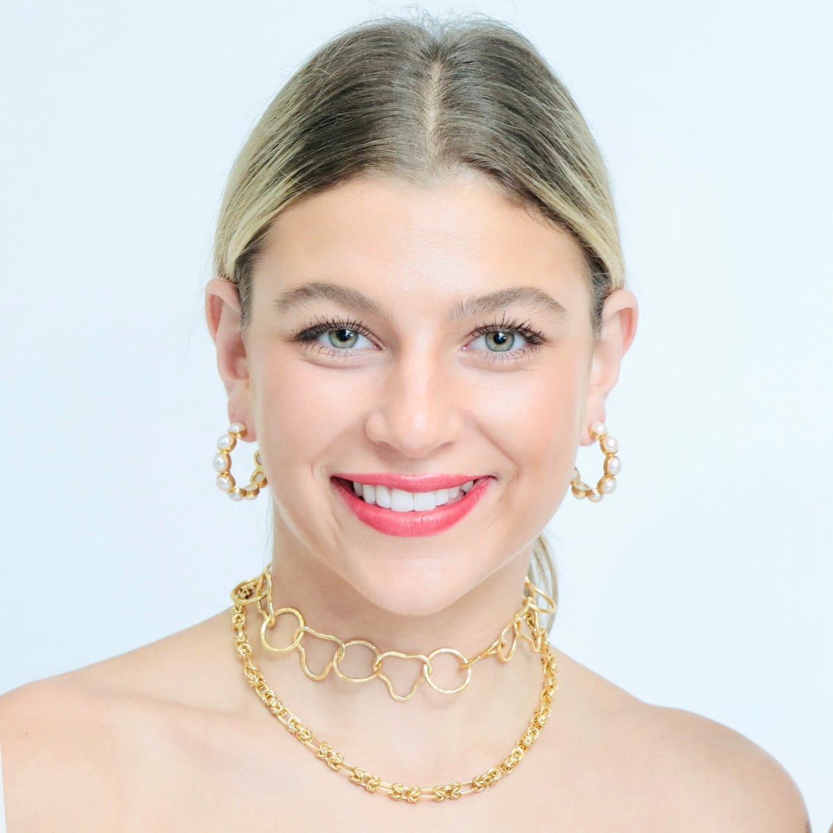 This choker chain necklace layers beautifully as part of a gold layered necklace set, or shines on its own as a golden choker.