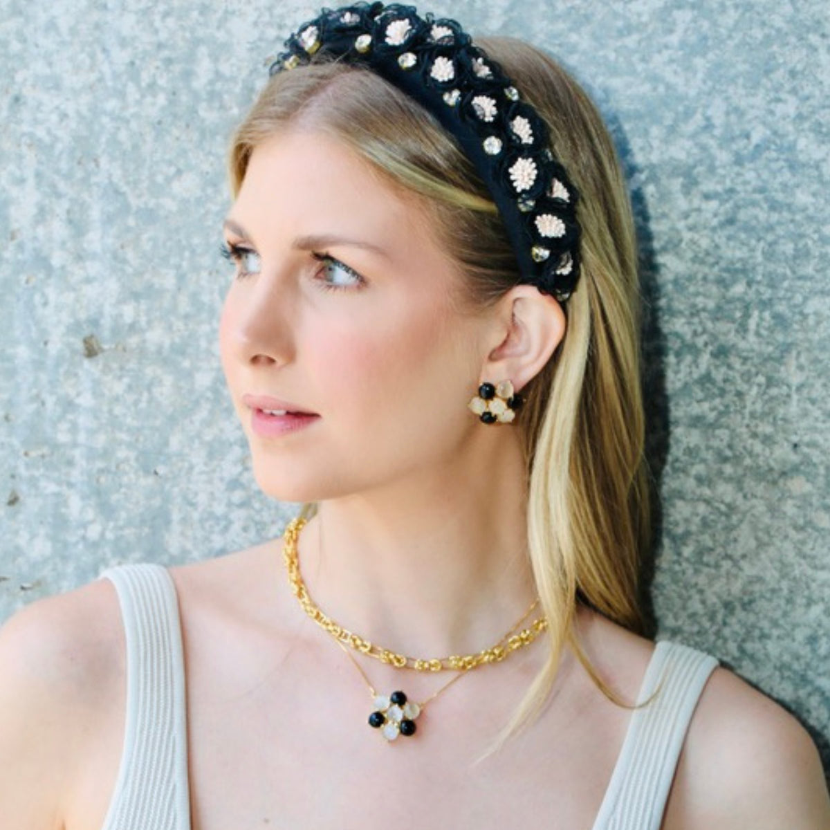 Layer this necklace with black necklace gold tones for a boho-inspired, stacked look — one of our favorite layered necklace set pieces.