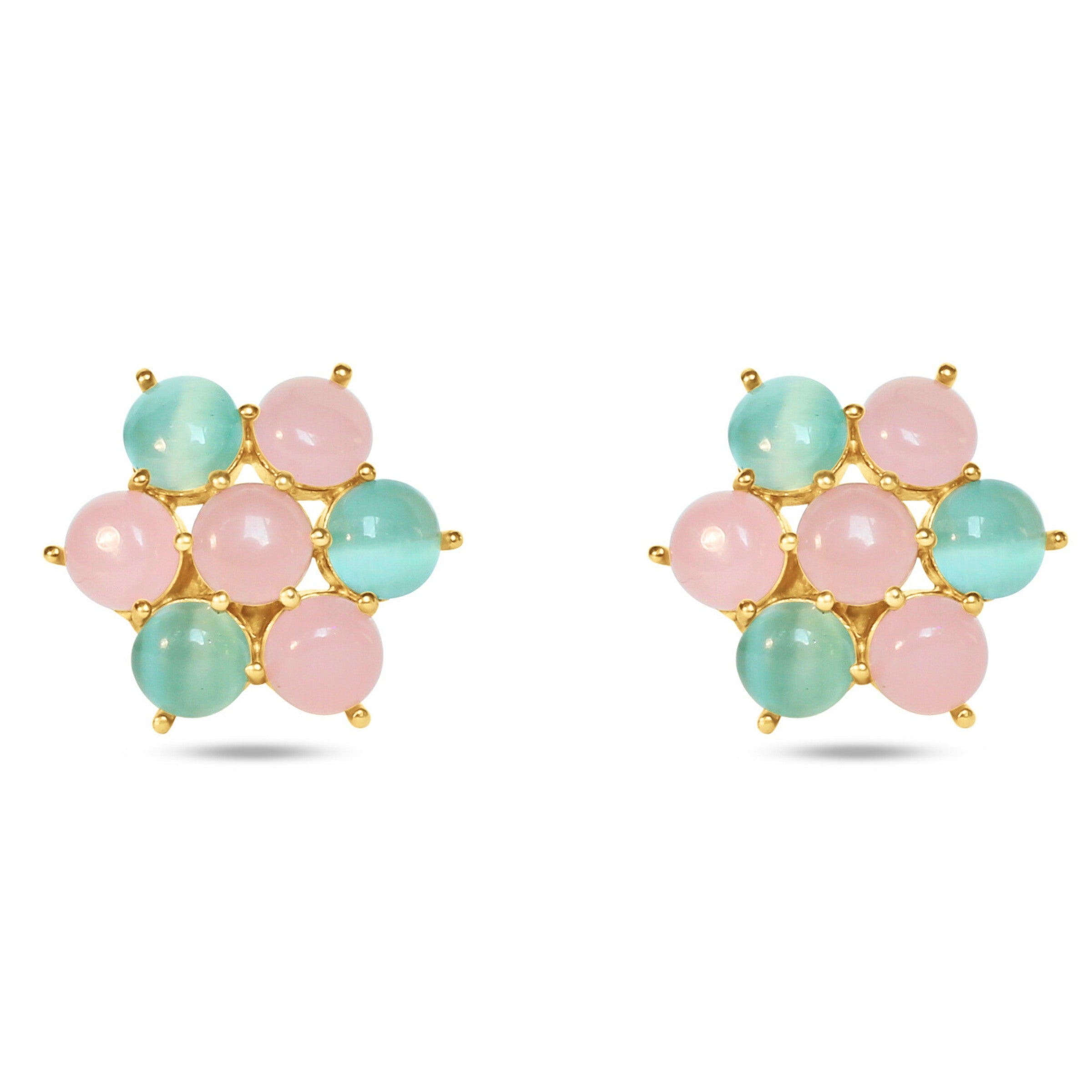 cluster flower earrings style made from glossy cabochon by uglam