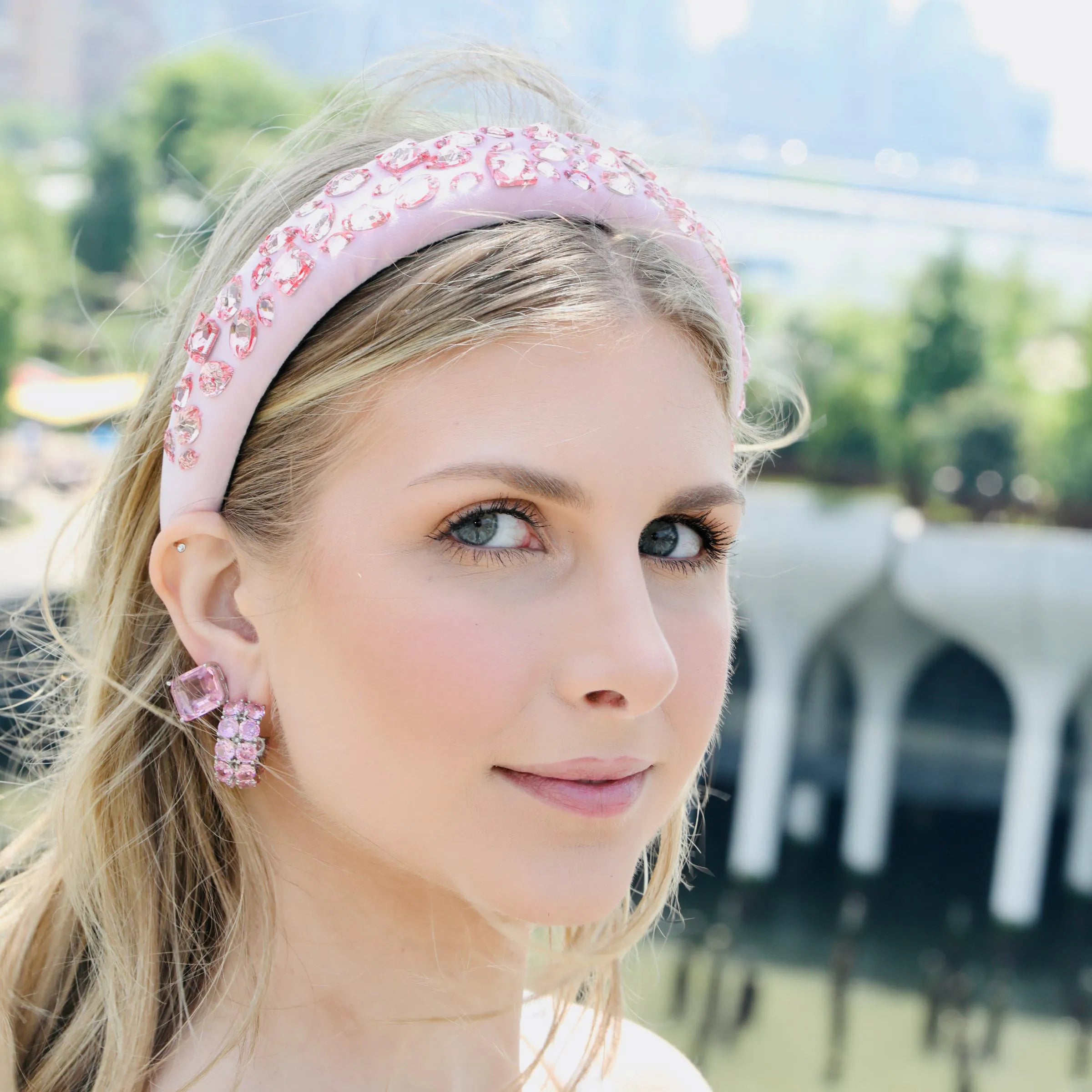 Gilded Glamour Pink Hoop Earrings