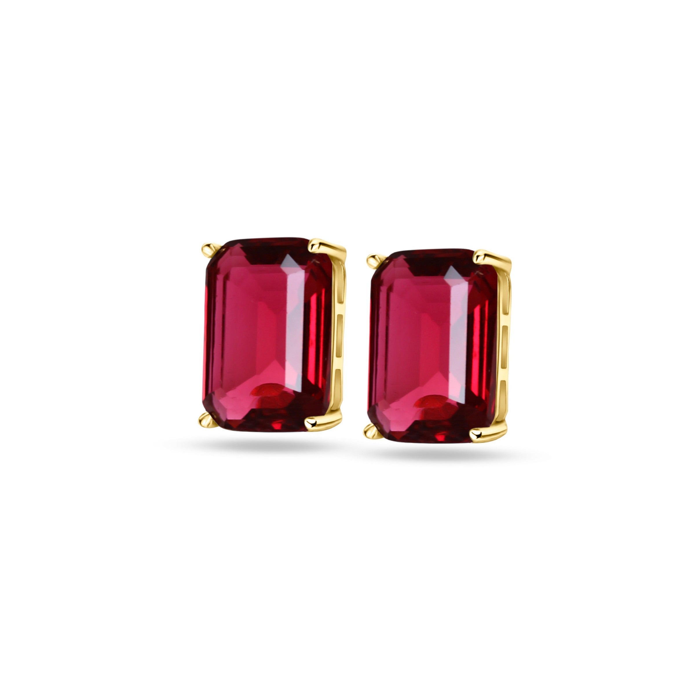 Ruby stud earrings with a brilliant ruby crystal stone, stylish earrings ear studs for a timeless and elegant look designed by uglam