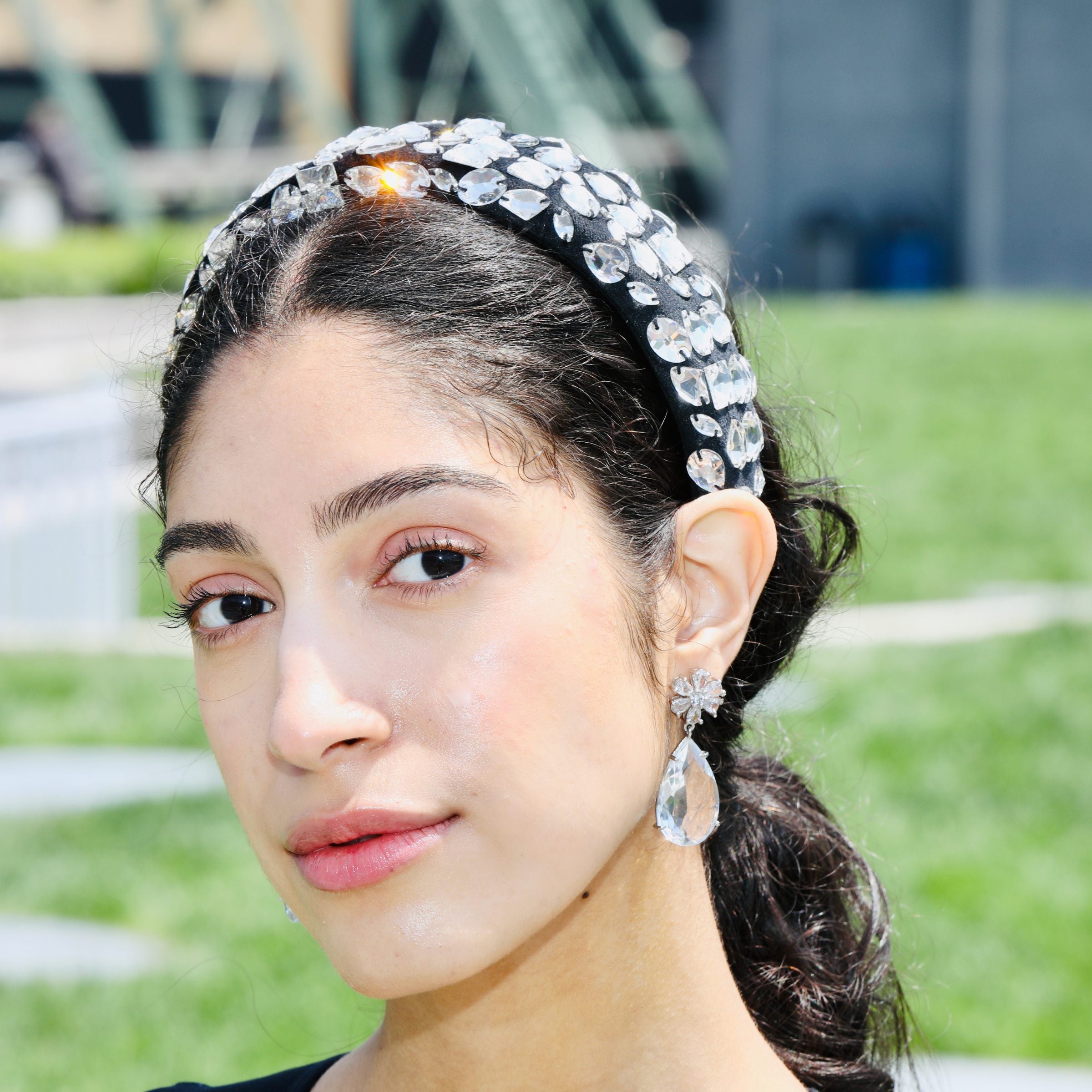 Crystal Drop Flower Earrings