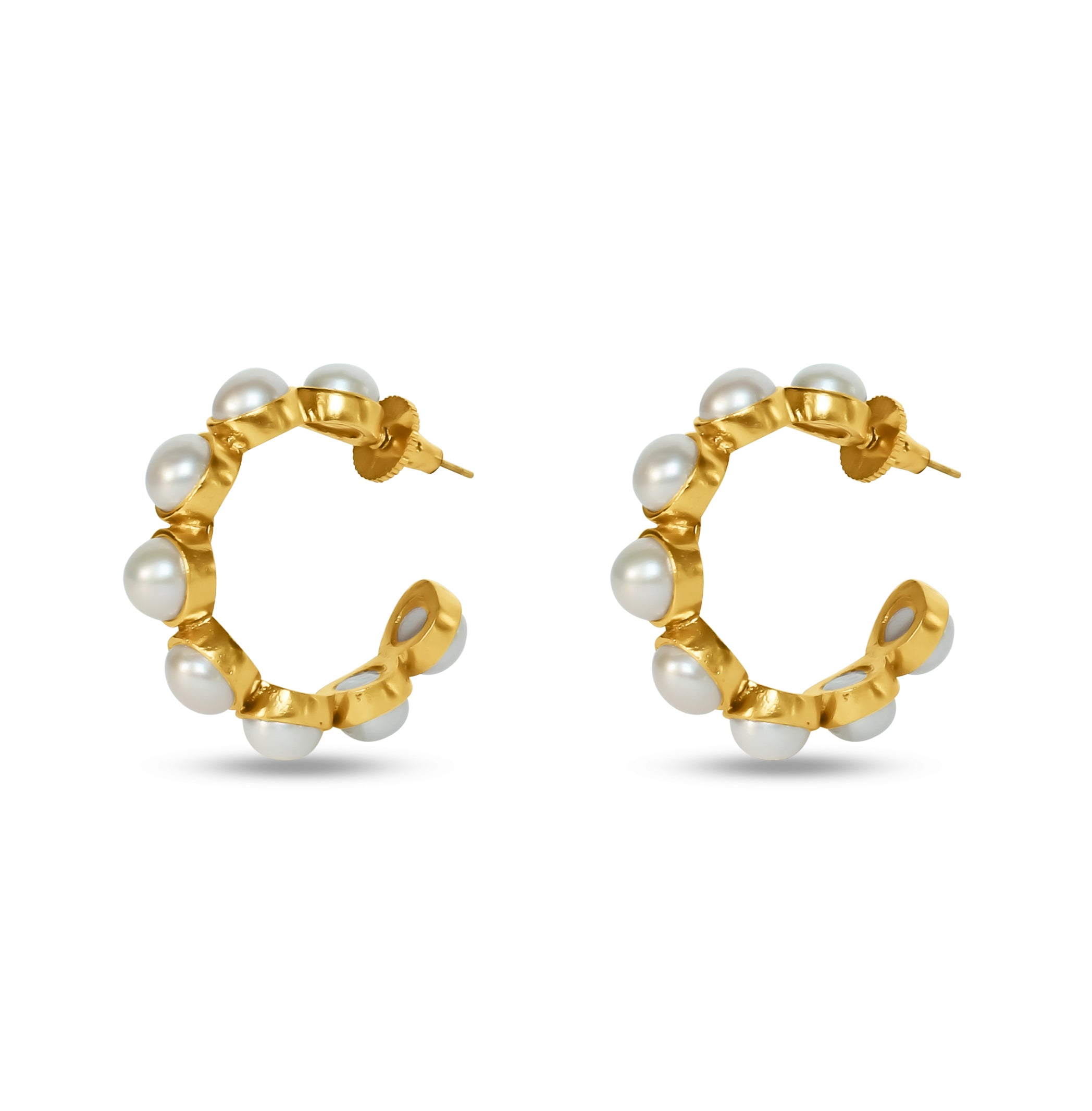 Uglam Aurélie gold Pearl hoop Earrings handmade with high quality and large pearl
