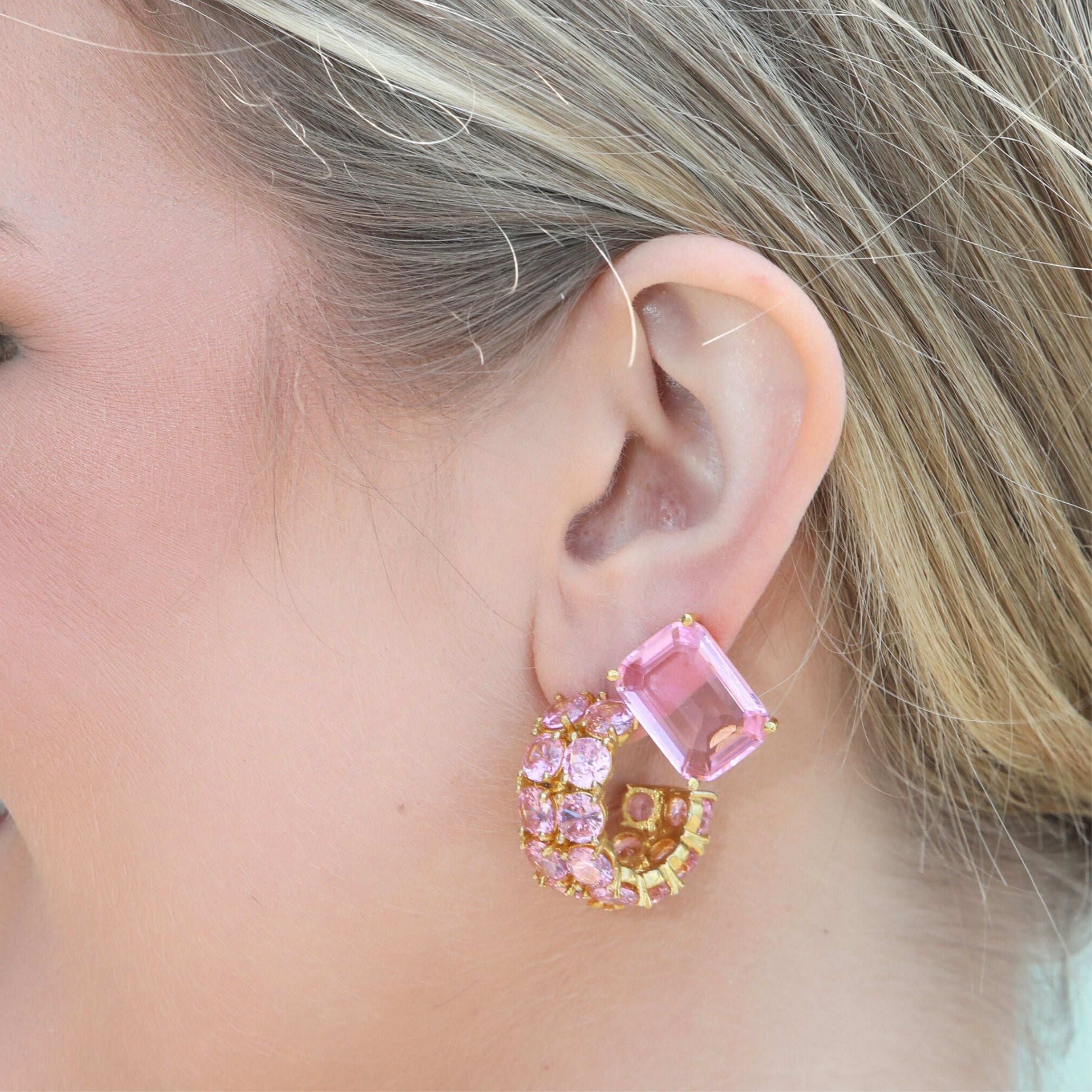 Gilded Glamor Hoops: Pink