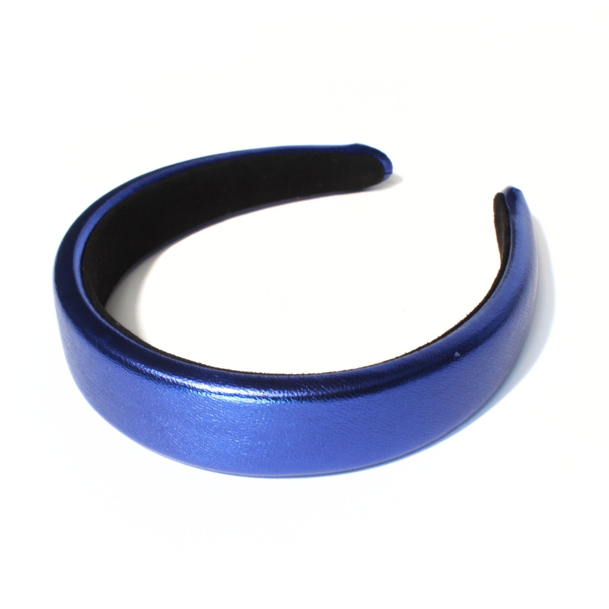 Metallic Faux Leather Headband: Royal Blue