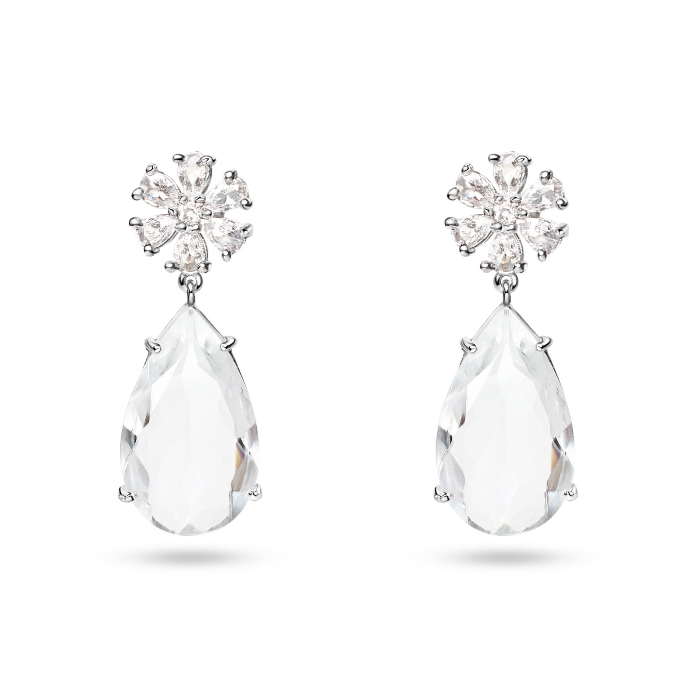 Crystal Drop Flower Earrings