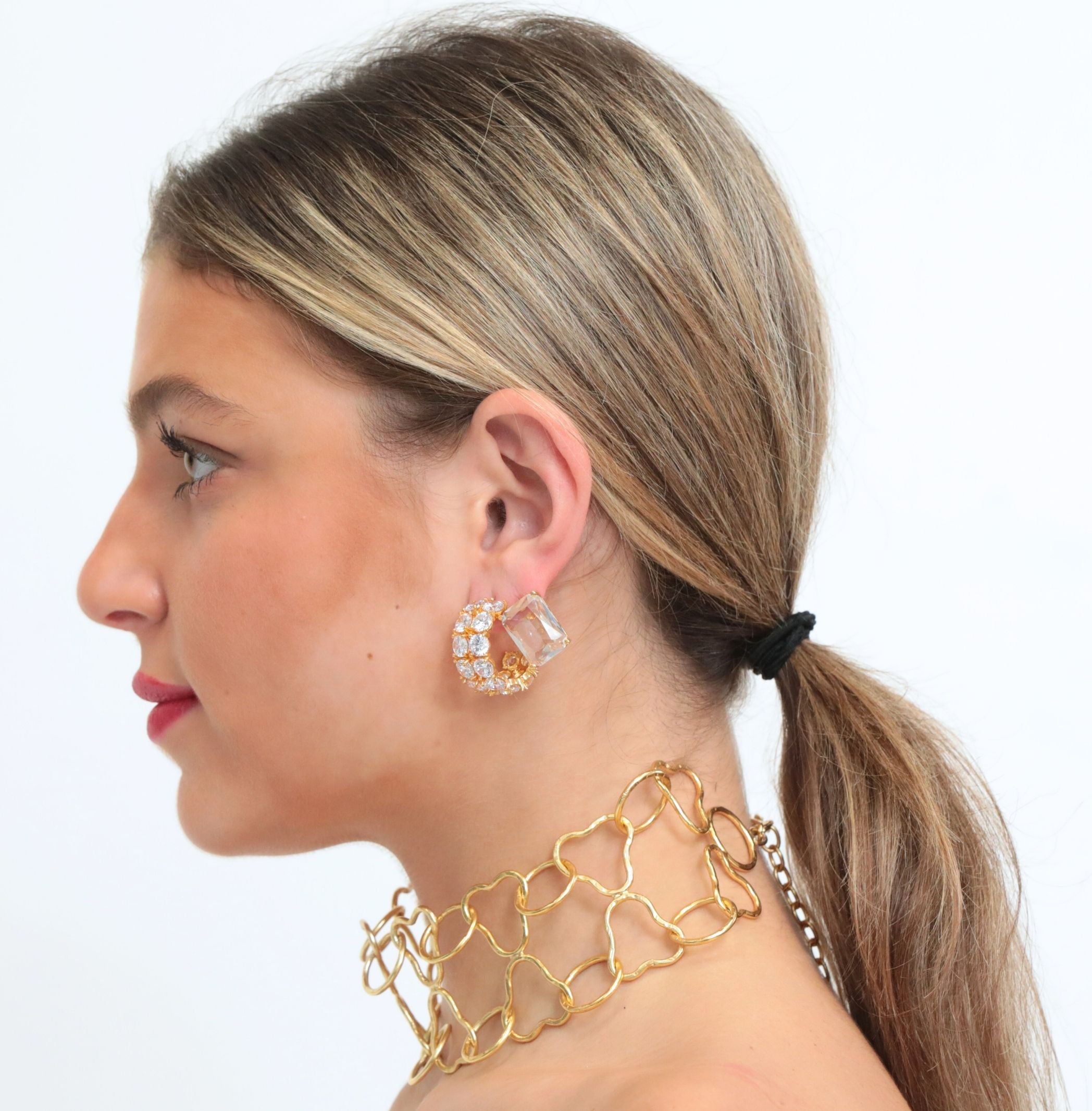 Gilded Glamor Hoops: Diamond