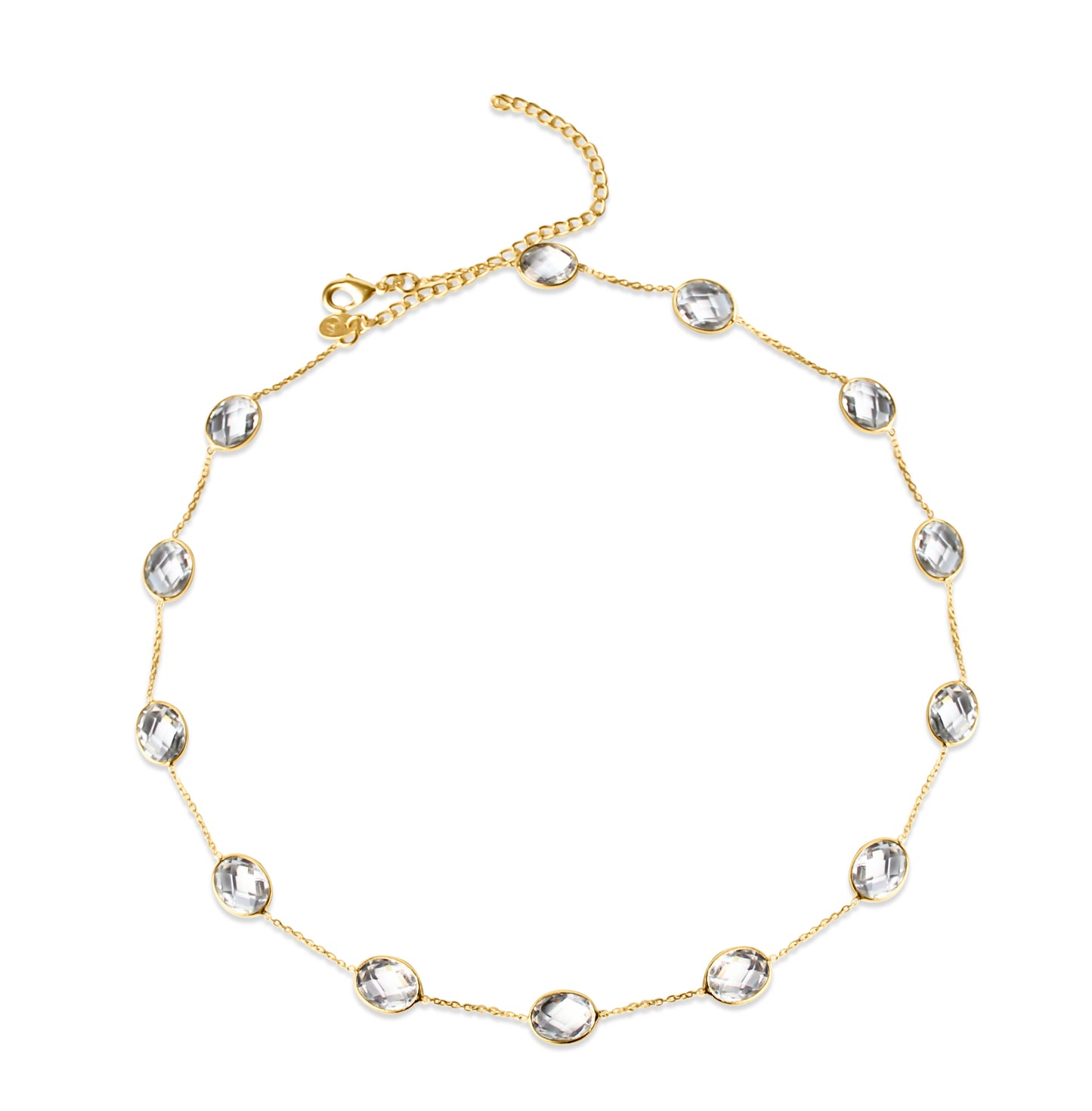Oval Crystal Gold Chain