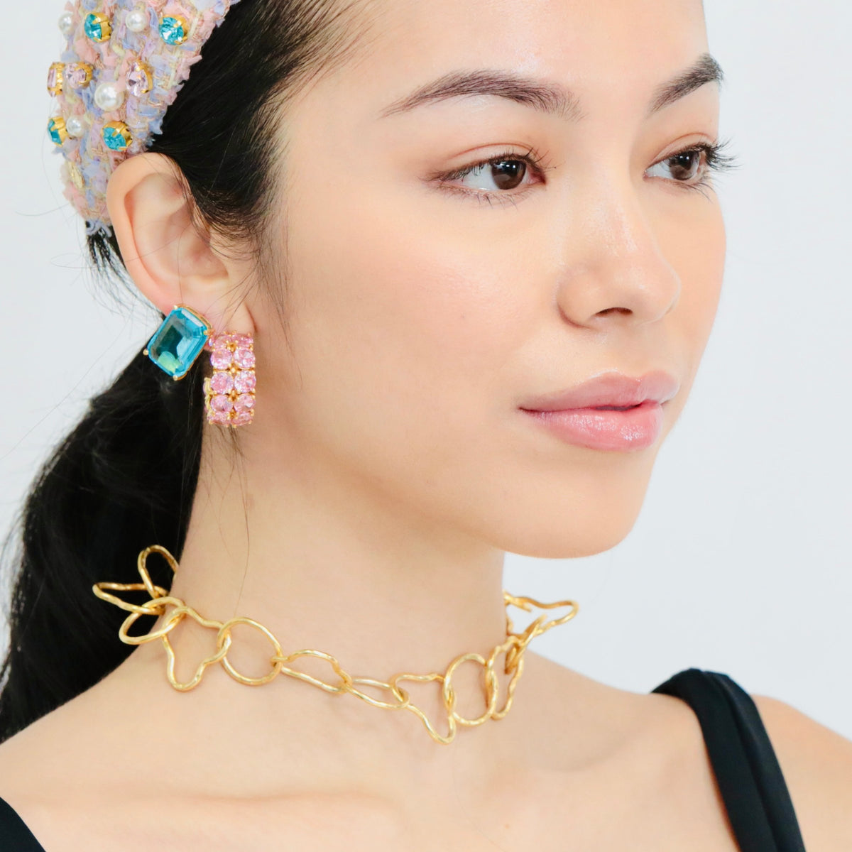 One of our go-to picks for necklaces for layering: this gold layered choker necklace, a choker type necklace, builds a chokers necklace stack with ease.