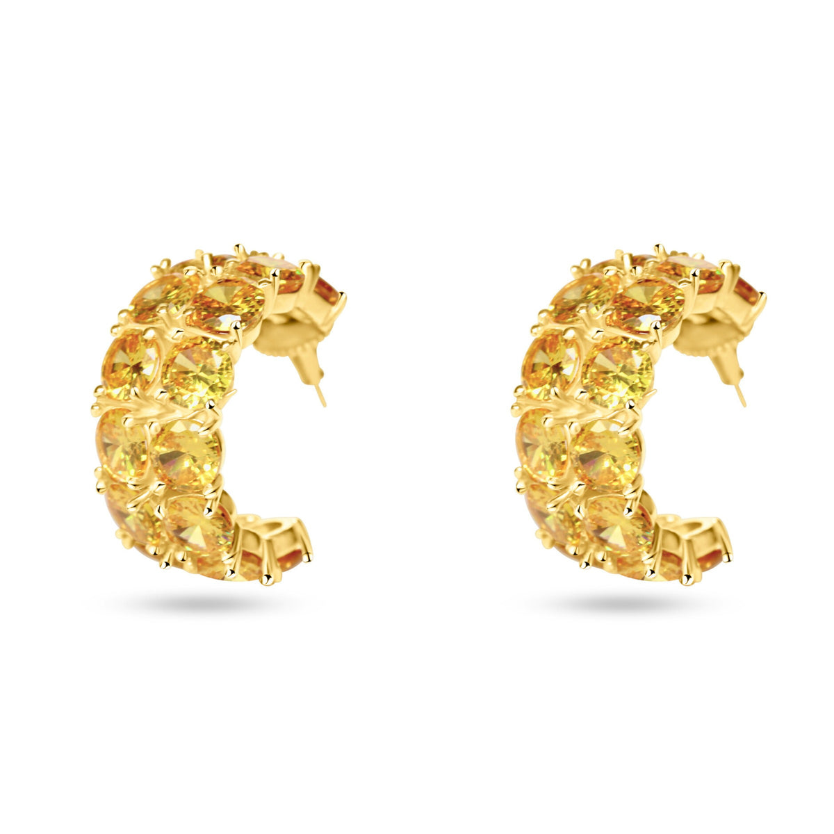 Pair of citrine hoop earrings in gold plating