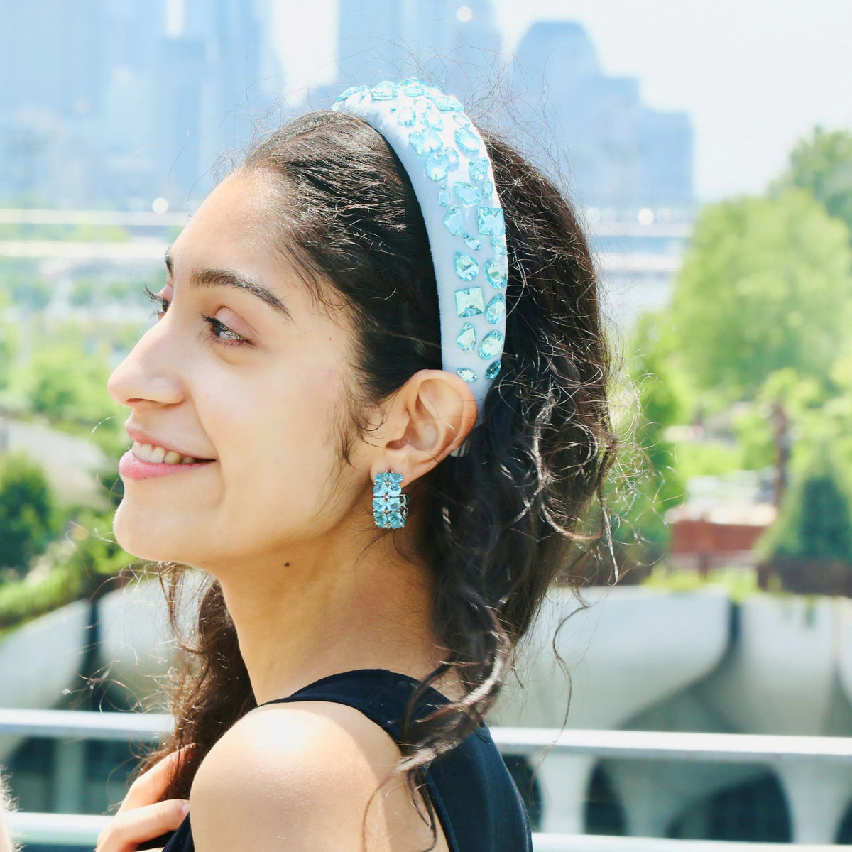 These big big earrings resemble opal blue earrings. Designed exclusively in NyC