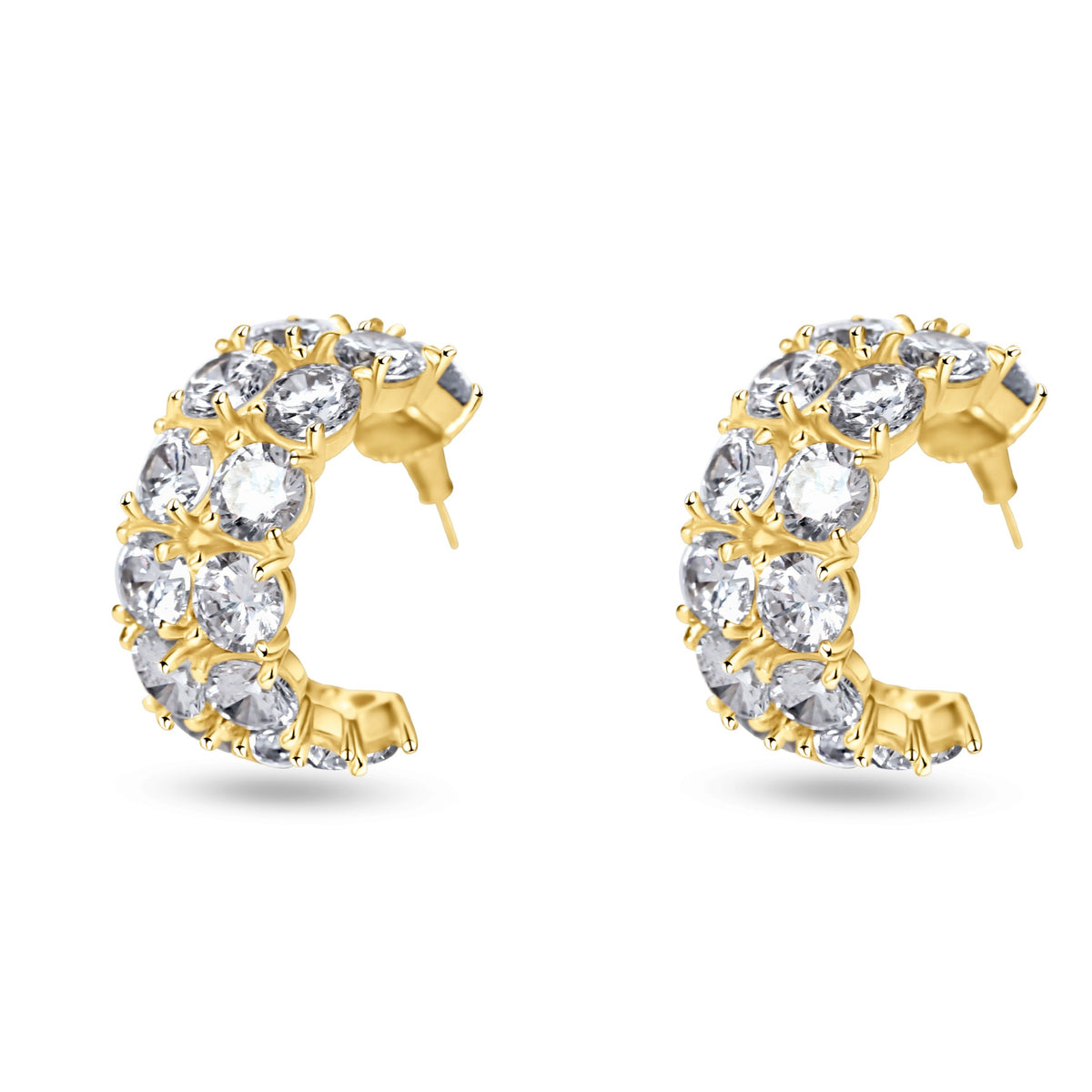 Pair of crystal hoop earrings in 18K gold plating