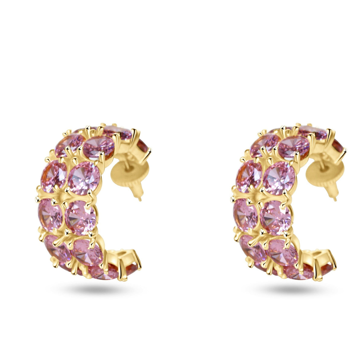 Gilded Glamour Pink Hoop Earrings