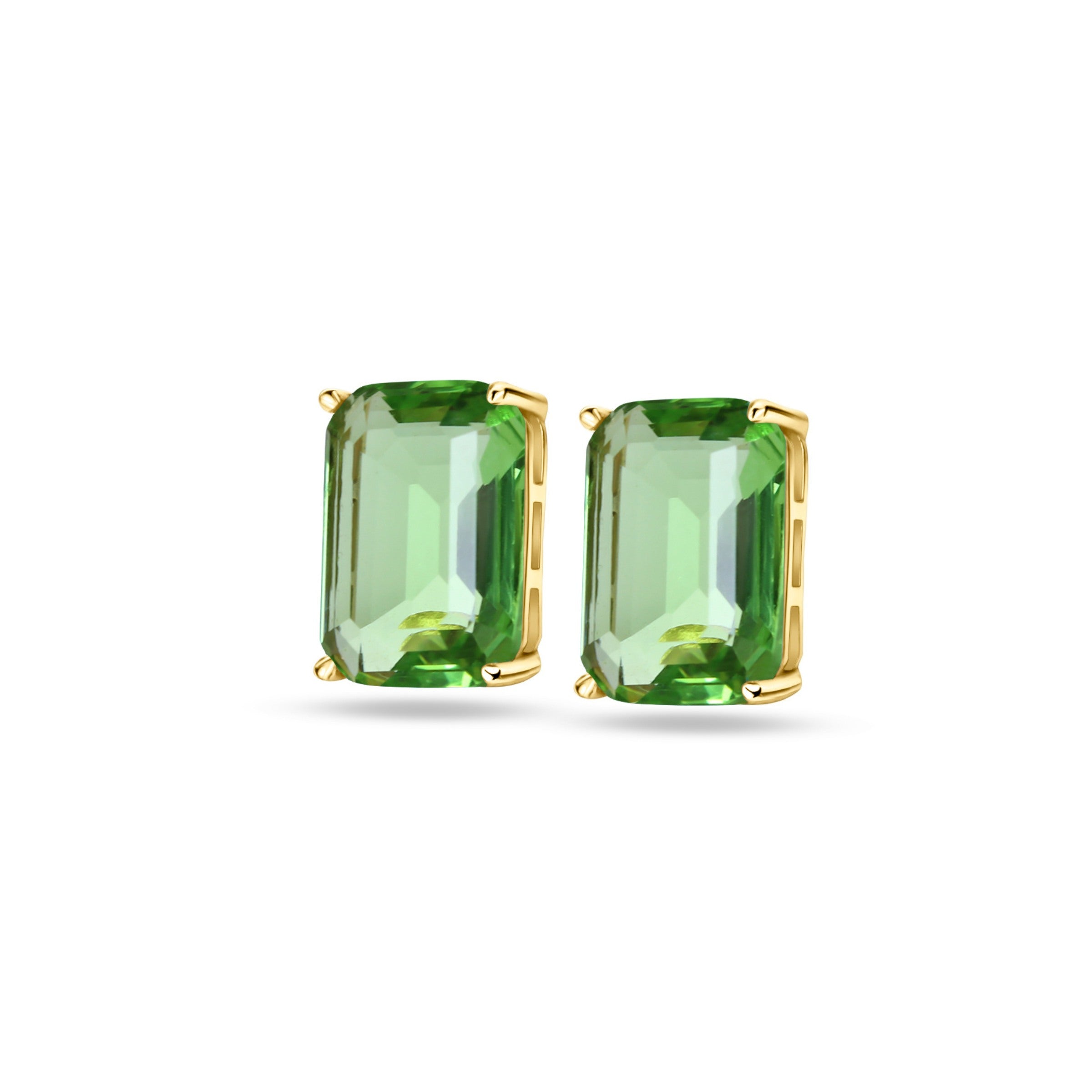 Peridot earrings ear studs with a vibrant green hue, elegant and unique for everyday wear.